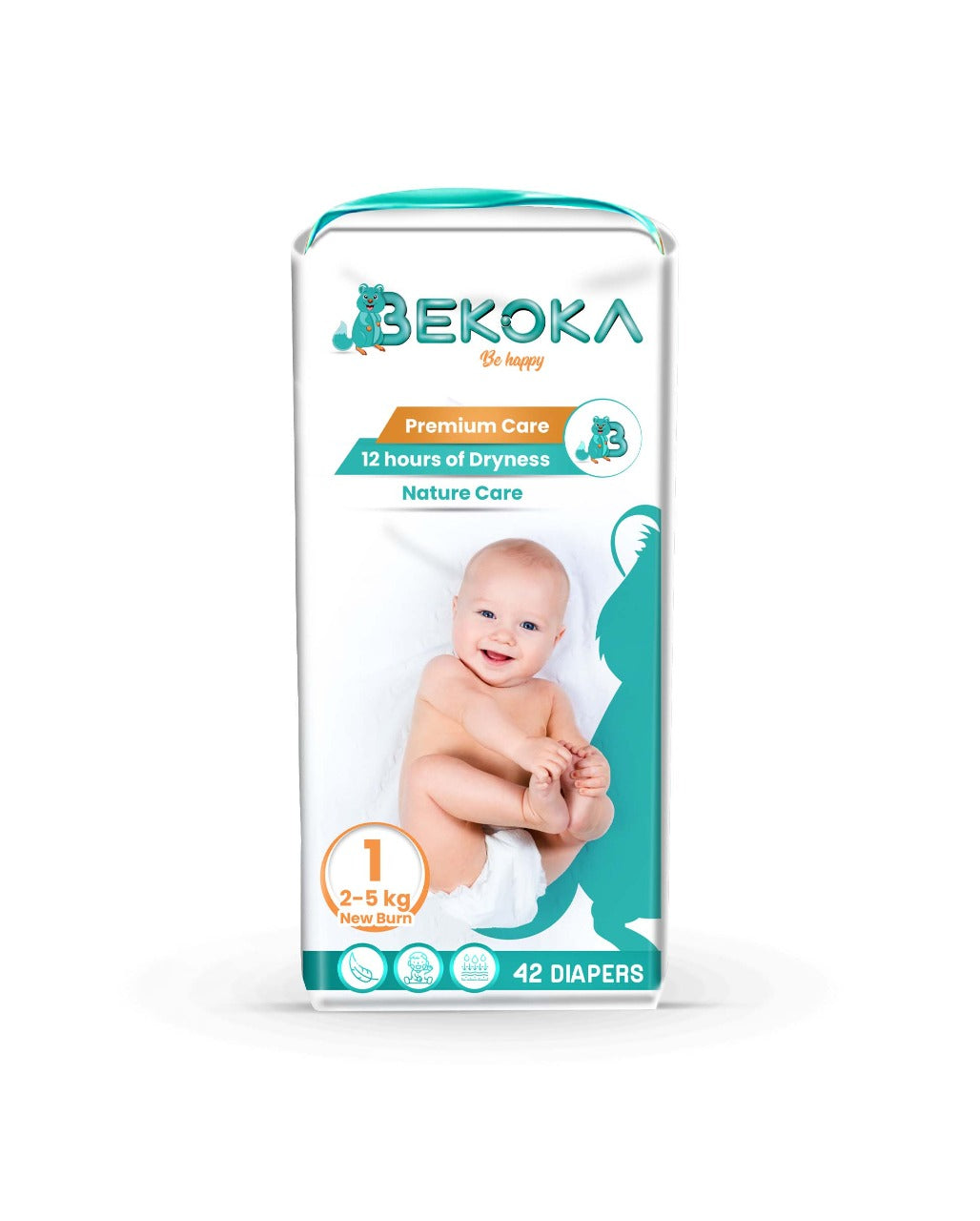 Bekoka Super Soft Newborn Diapers, Size 1, Weight (2-5 kg) 42 Diapers