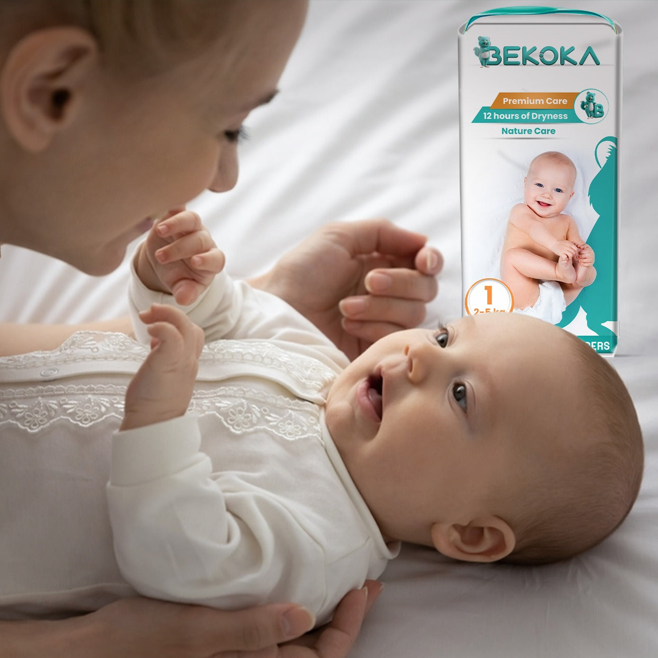 Bekoka Super Soft Newborn Diapers, Size 1, Weight (2-5 kg) 42 Diapers