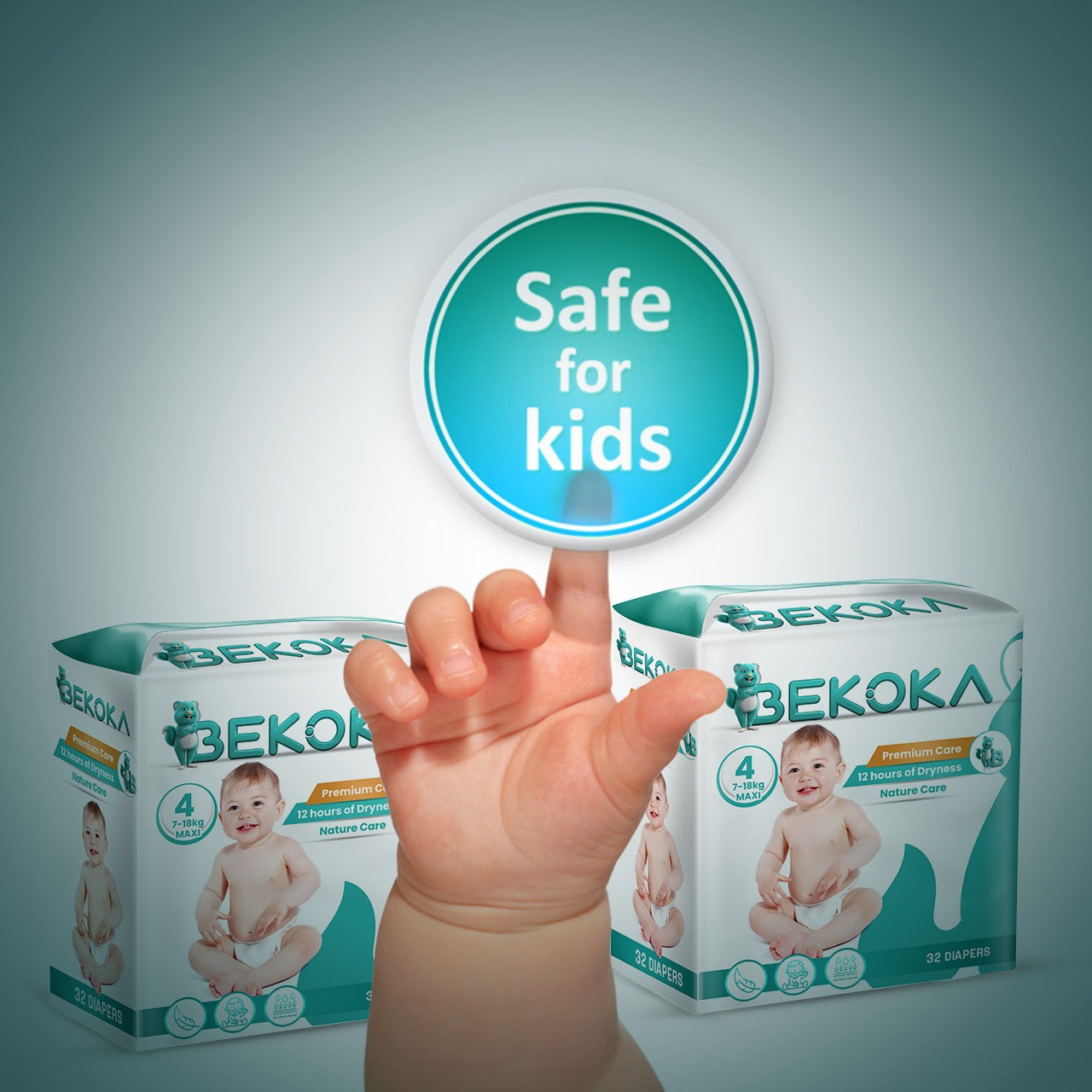 High-quality Diapers From BEKOKA, Size 4 Weight (7-14 kg) 32 Diapers