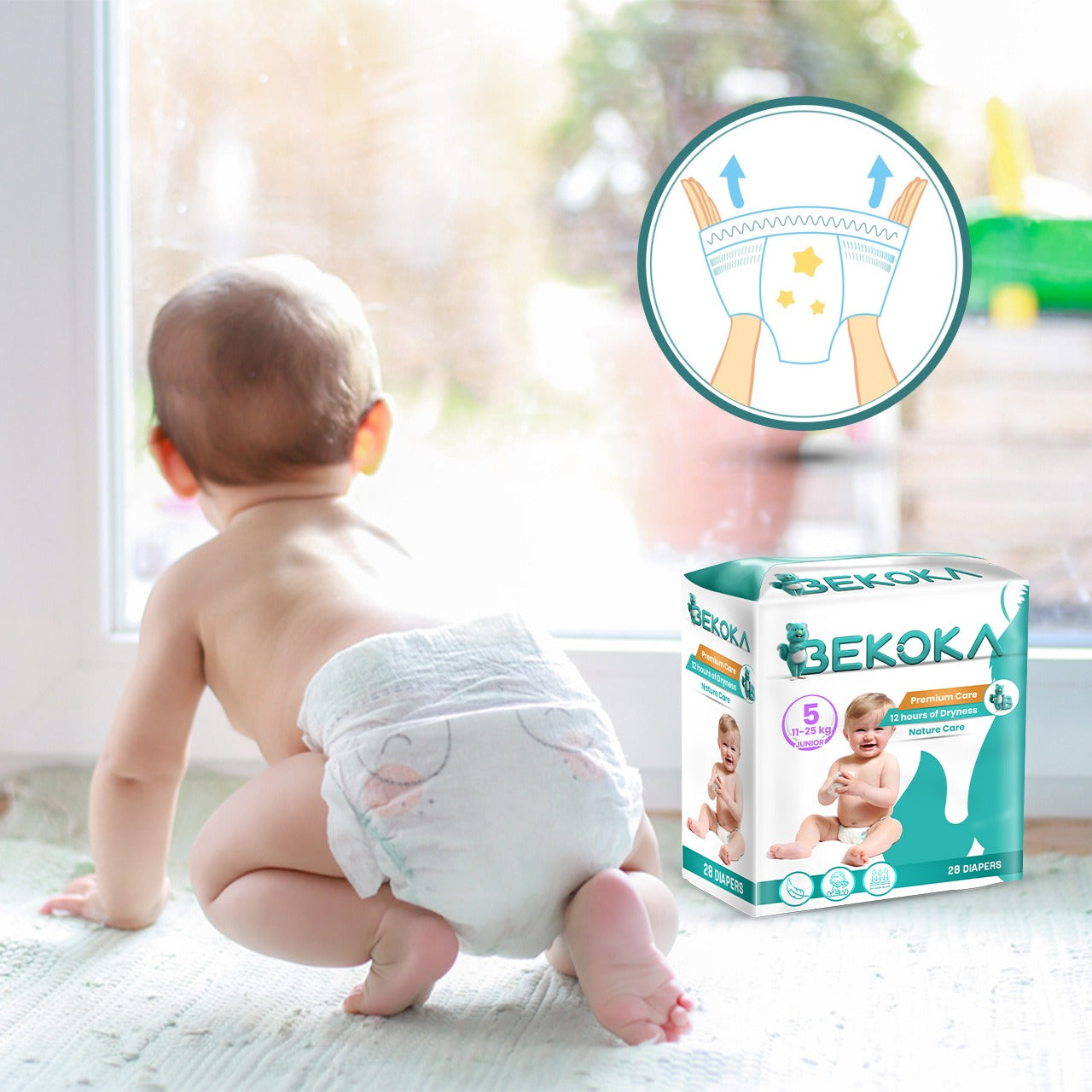 Bekoka Ultra Absorbent Diapers, Size 5 Weight (11-20 kg) 28 Diapers