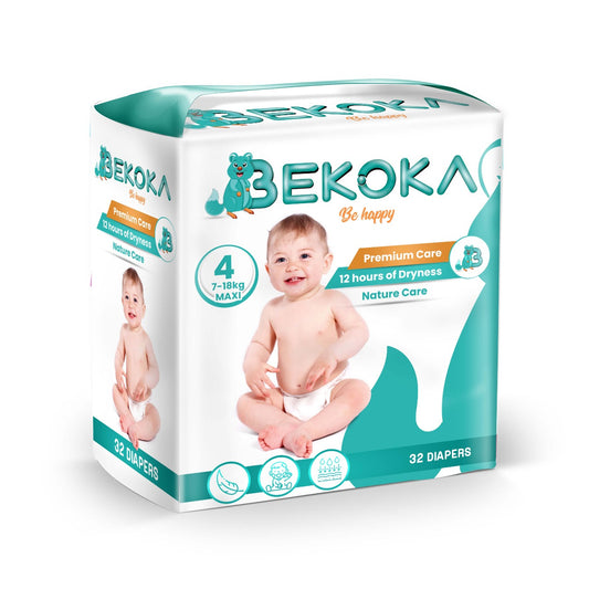 High-quality Diapers From BEKOKA, Size 4 Weight (7-14 kg) 32 Diapers