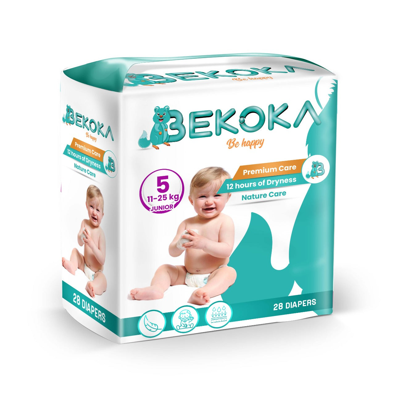 Bekoka Ultra Absorbent Diapers, Size 5 Weight (11-20 kg) 28 Diapers